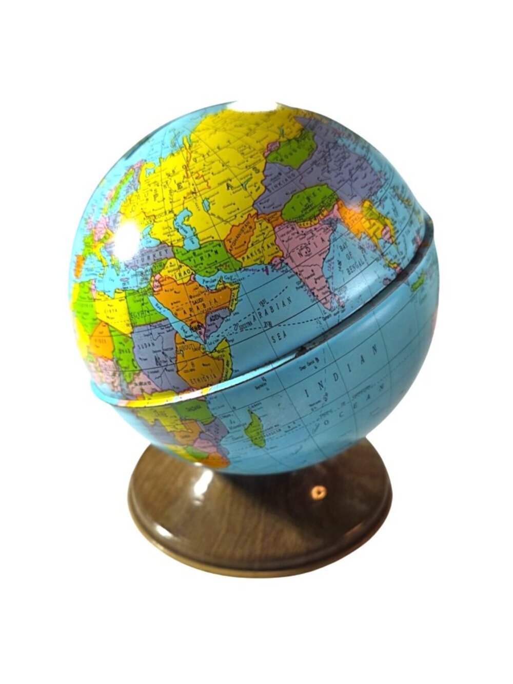 World Globe Bank Savings Map Countries Geography Academia Bookshelf Decor